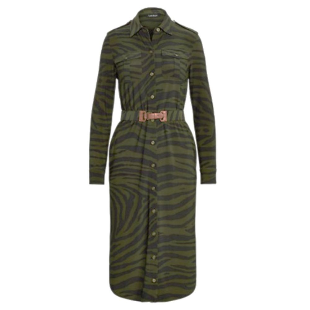 Ralph Lauren Iconic Zebra Shirtdress - Olive/Black Zebra Print Med